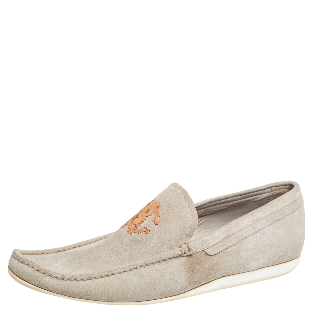 luxury-women-roberto-cavalli-used-shoes-p488351-008 Robert Cavalli Grey Suede Logo Loafers Size 41