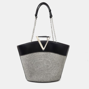 Roger Vivier Black Grey Canvas and Leather shoulder bag