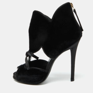 Roger Vivier Black Velvet Cut Out Bow Ankle Booties Size 36