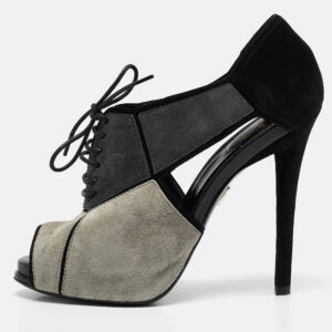 Roger Vivier Multicolor Suede Cutout Lace Up Booties Size 37