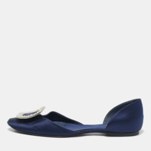 Roger Vivier Blue Satin D'orsay Ballet Flats Size 38.5