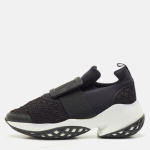Roger Vivier Black/White Mesh and Neoprene Viv Run Sneakers Size 38.5