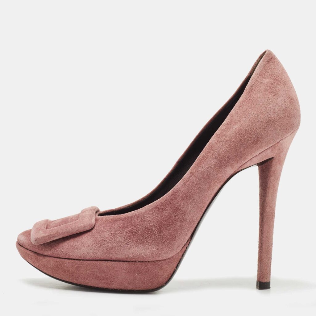 luxury-women-roger-vivier-used-shoes-p801375-003 Roger Vivier Purple Suede Buckle Platform Pumps Size 37