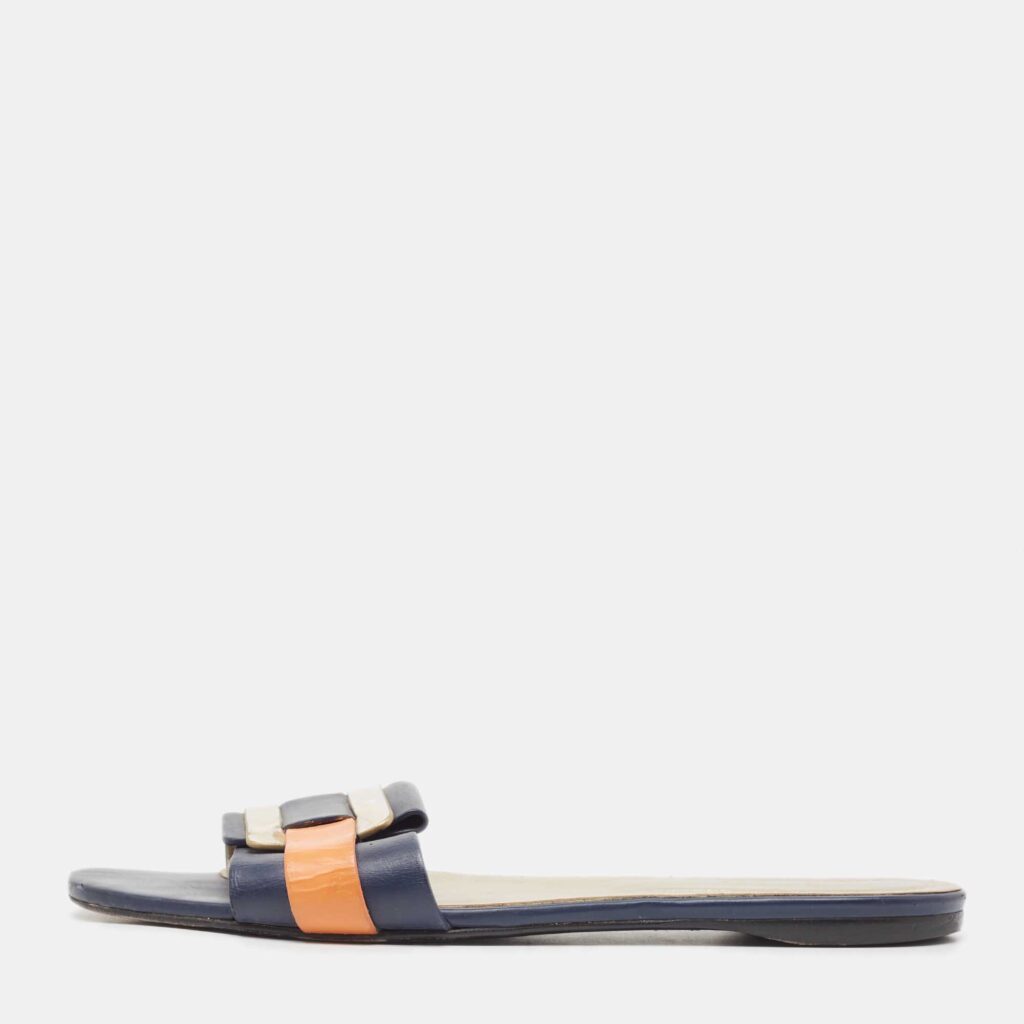 luxury-women-roger-vivier-used-shoes-p943828-003 Roger Vivier Multicolor Leather Vivier Flat Slides Size 39