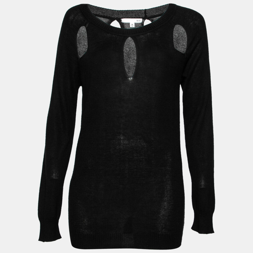 luxury-women-roi-used-clothes-p627618-002-2 Roi Black Silk & Cashmere Knit Cut-Out Detail Sweater M