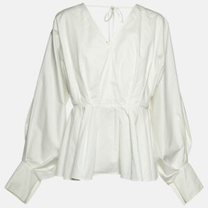 Roksanda Ilincic White Cotton Pleated Blouse L