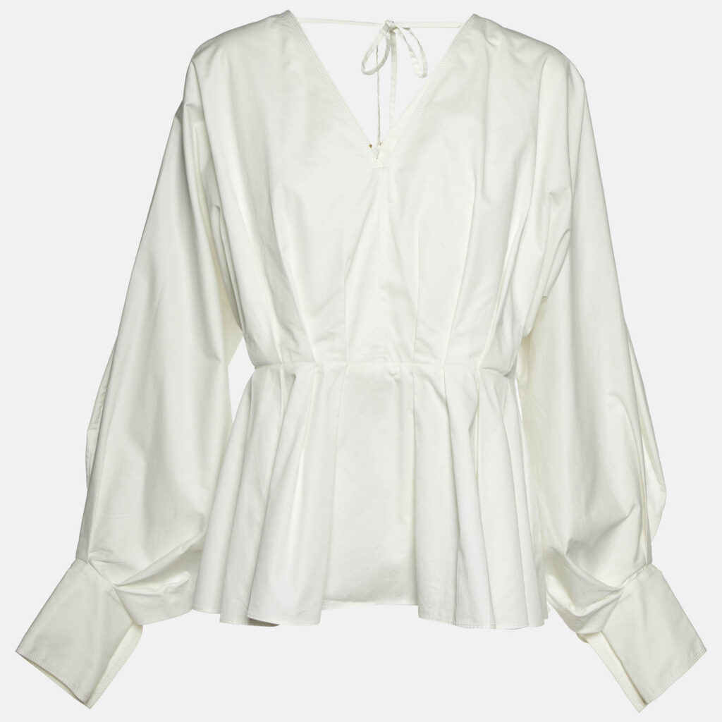 Roksanda Ilincic White Cotton Pleated Blouse L