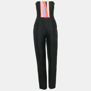 Roksanda Ilincic Black Wool Blend Pleated Strapless Jumpsuit M