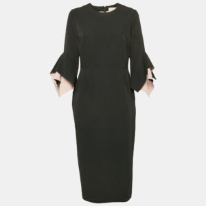 Roksanda Ilincic Black Crepe Bell Sleeve Midi Dress L
