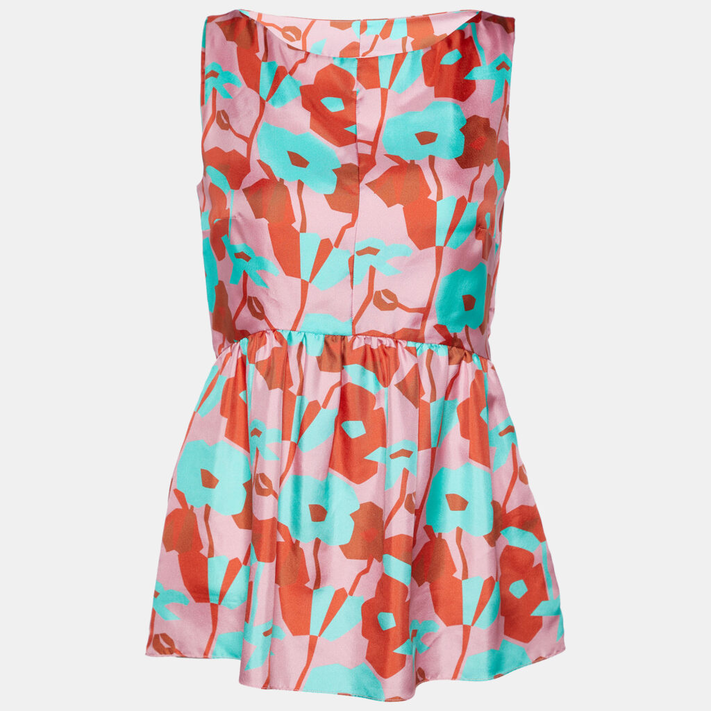 luxury-women-roksanda-ilincic-used-clothes-p806179-001 Roksanda Ilincic Red Floral printed Silk Sleeveless Peplum Top S
