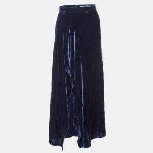 Roland Mouret Navy Blue Velvet Haxby Midi Skirt M