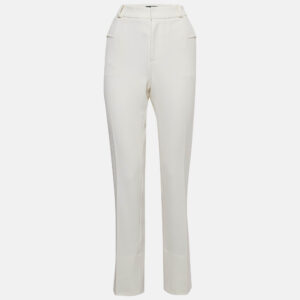 Roland Mouret X Net a Porter Off-White Crepe Straight Leg Trousers M