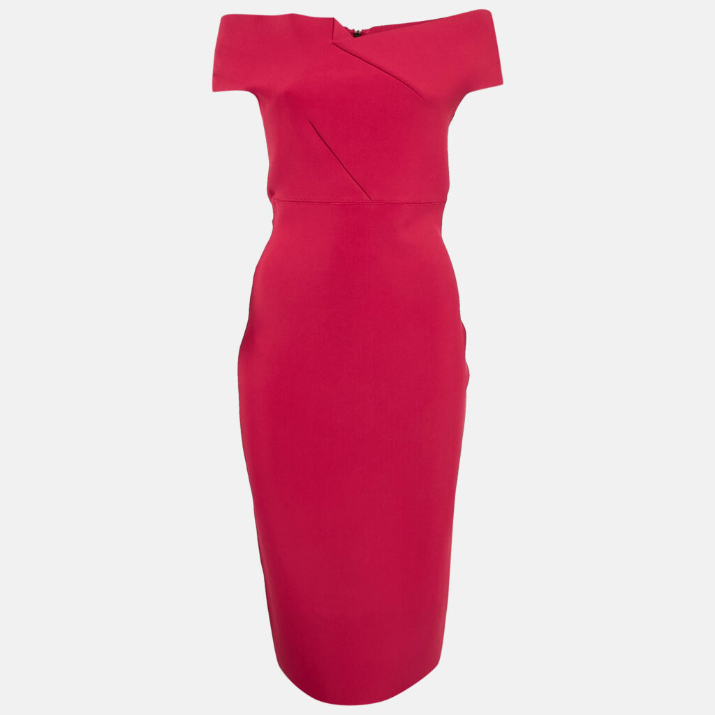luxury-women-roland-mouret-used-clothes-p1093581-001 Roland Mouret Pink Jersey Off-Shoulder Bodycon Dress M