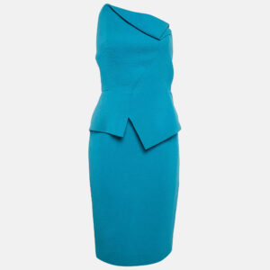 Roland Mouret Blue Wool Off-Shoulder Short Dress M