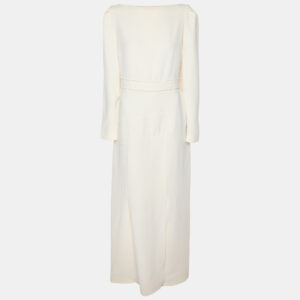 Roland Mouret Cream Crepe Long Sleeve Dress XL