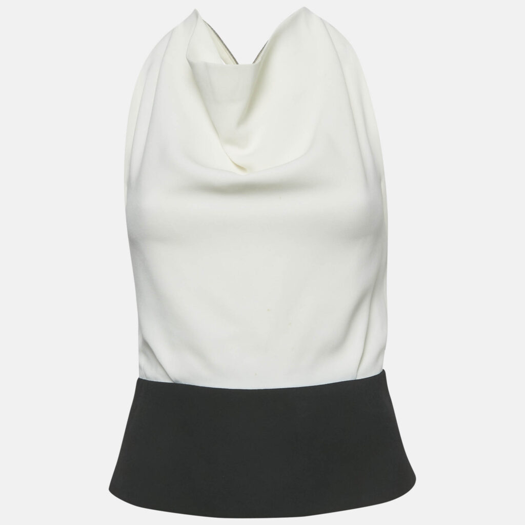 luxury-women-roland-mouret-used-clothes-p1150343-001 Roland Mouret Monochrome Crepe Halter Neck Top S
