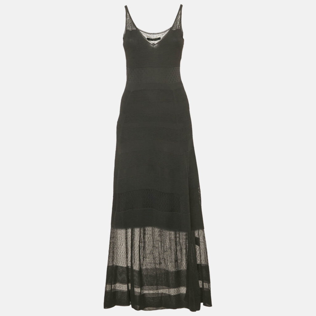 luxury-women-roland-mouret-used-clothes-p1161064-002 Roland Mouret Black Stretch Knit Flared Maxi Dress M