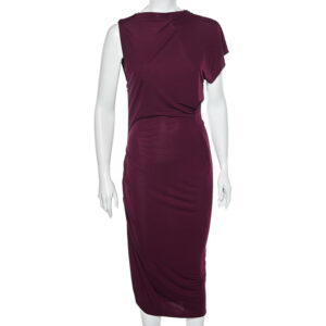 Roland Mouret Magenta Jersey Draped Detail Midi Dress L