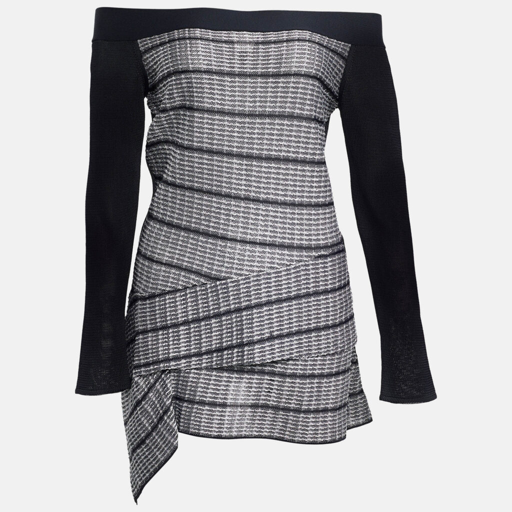 luxury-women-roland-mouret-used-clothes-p668456-001-1 Roland Mouret Black/White Knit Off-Shoulder Top L
