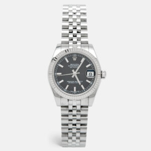 Rolex Black 18K White Gold Oystersteel Datejust 178274 Women's Wristwatch 31 mm