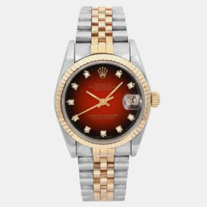 Rolex Red 18k Yellow Gold Stainless Steel Datejust 68273 Automatic Women's Wristwatch 31 mm