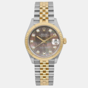 Rolex Grey Diamond 18k Yellow Gold Stainless Steel Datejust 278273 Automatic Women's Wristwatch 31 mm