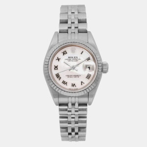 Rolex MOP 18K White Gold Stainless Steel Datejust 79174 Automatic Women's Wristwatch 26 mm