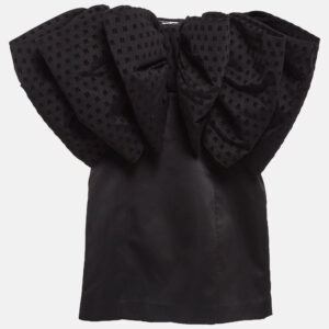 Rotate Birger Christensen Black Satin and Tulle Bow Detail Natalie Mini Dress S