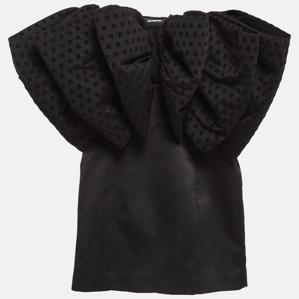 luxury-women-rotate-birger-christensen-new-clothes-p1033696-006 Rotate Birger Christensen Black Satin and Tulle Bow Detail Natalie Mini Dress S