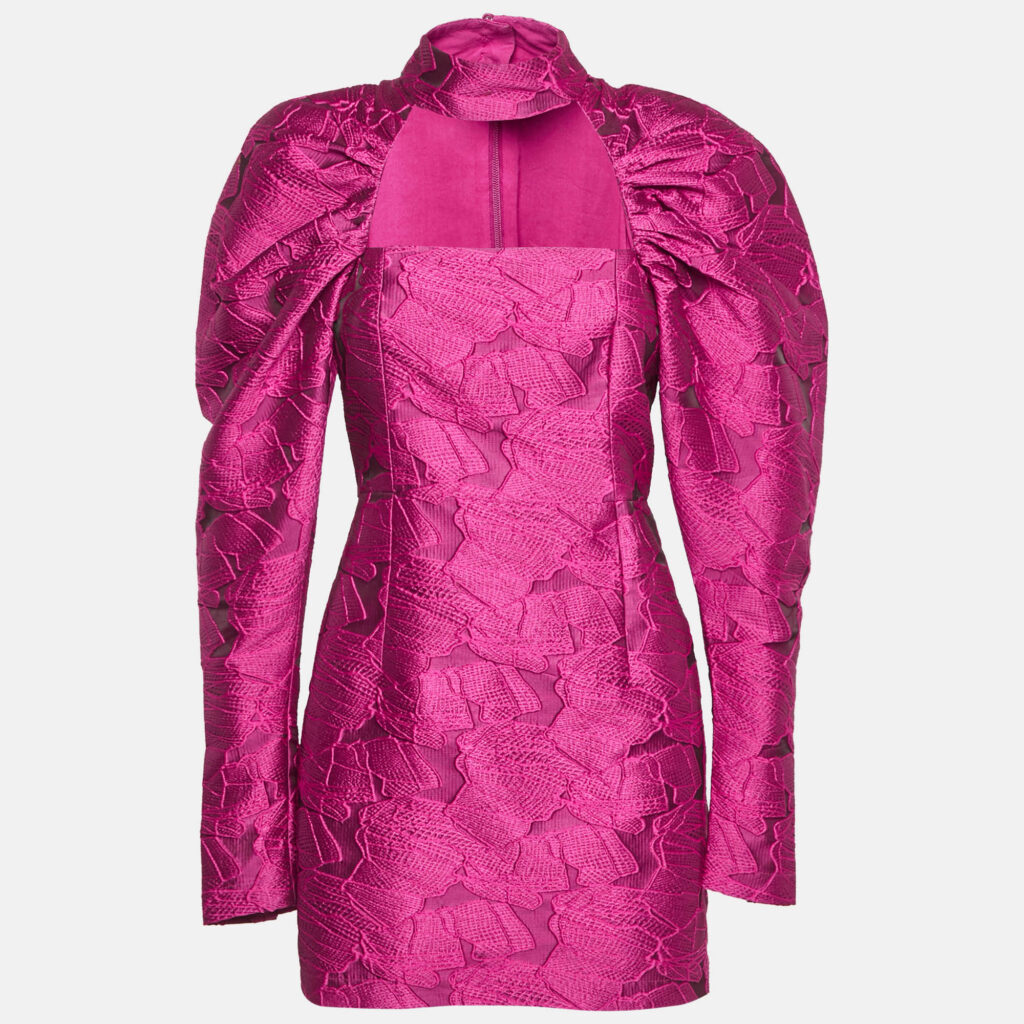 ROTATE Birger Christensen Pink Cut-Out Kaya Jacquard Mini Dress S