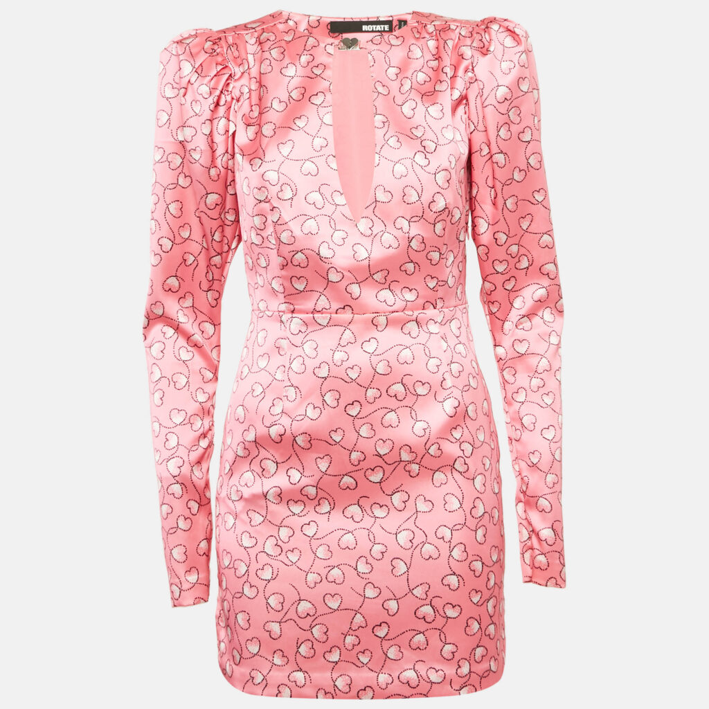luxury-women-rotate-birger-christensen-used-clothes-p1169284-001 ROTATE BIRGER CHRISTENSEN Pink Printed Satin Cut-Out Mini Dress S