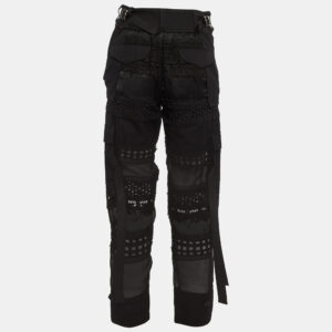 Sacai Black Eyelet Lace & Sheer Chiffon Paneled Trousers S
