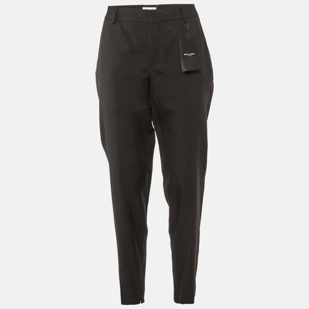 luxury-women-saint-laurent-paris-new-clothes-p1132871-002 Saint Laurent Paris Black Wool Straight Leg Trousers L