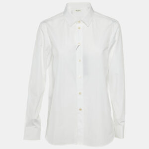 Saint Laurent Paris White Cotton Button Front Shirt L