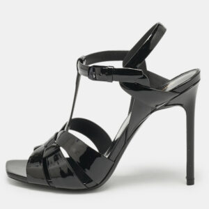 saint laurent black patent leather tribute sandals size 38