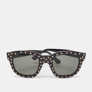 Saint Laurent Black SL100 Lou Studded Square Sunglasses