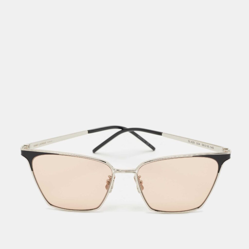 luxury-women-saint-laurent-paris-used-accessories-p1154568-002 Saint Laurent Silver/Peach SL429 New Wave Square Sunglasses