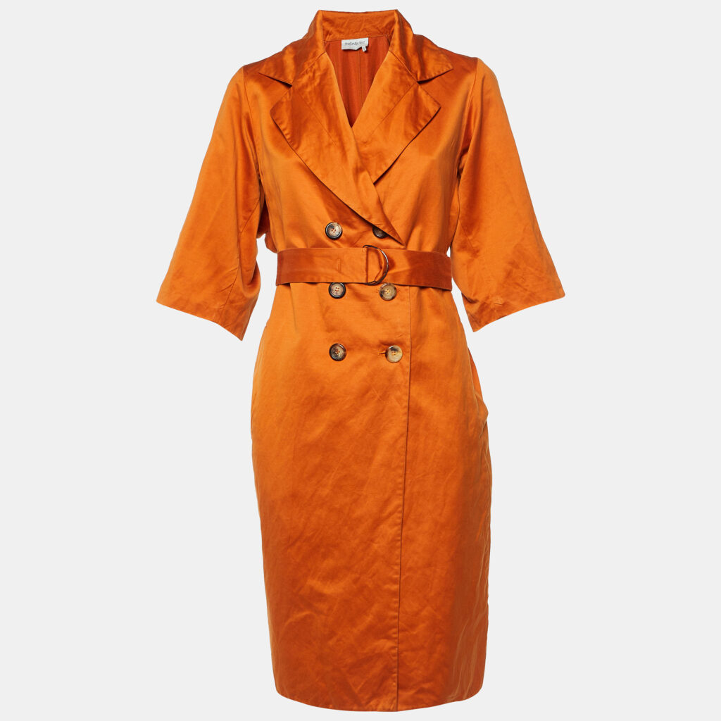 luxury-women-saint-laurent-paris-used-clothes-p1075733-001 Saint Laurent Orange Cotton Blend Trench Coat M