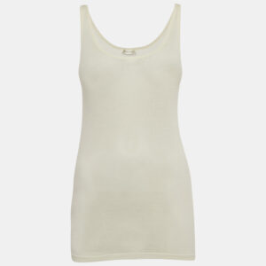Saint Laurent Cream Rib Knit Tank Top XS