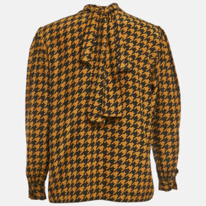 Yves Saint Laurent Variation Vintage Black/Brown Tie-Up Neck Blouse M