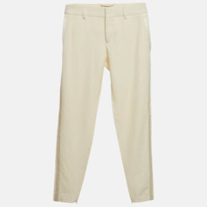 Saint Laurent Cream Wool Slim Fit Trousers S