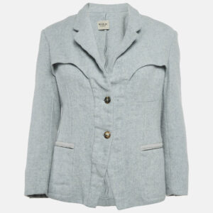 Saint Laurent Vintage Paris Grey Wool Single Breasted Coat L