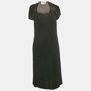 Saint Laurent Vintage Black Jersey Twist Detail Short Dress L