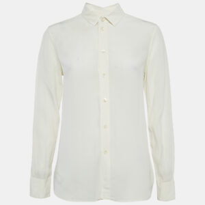 Saint Laurent Paris Off-White Silk Button Front Blouse M