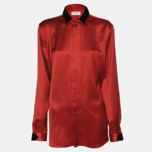 Saint Laurent Red Viscose Long Sleeve Shirt L