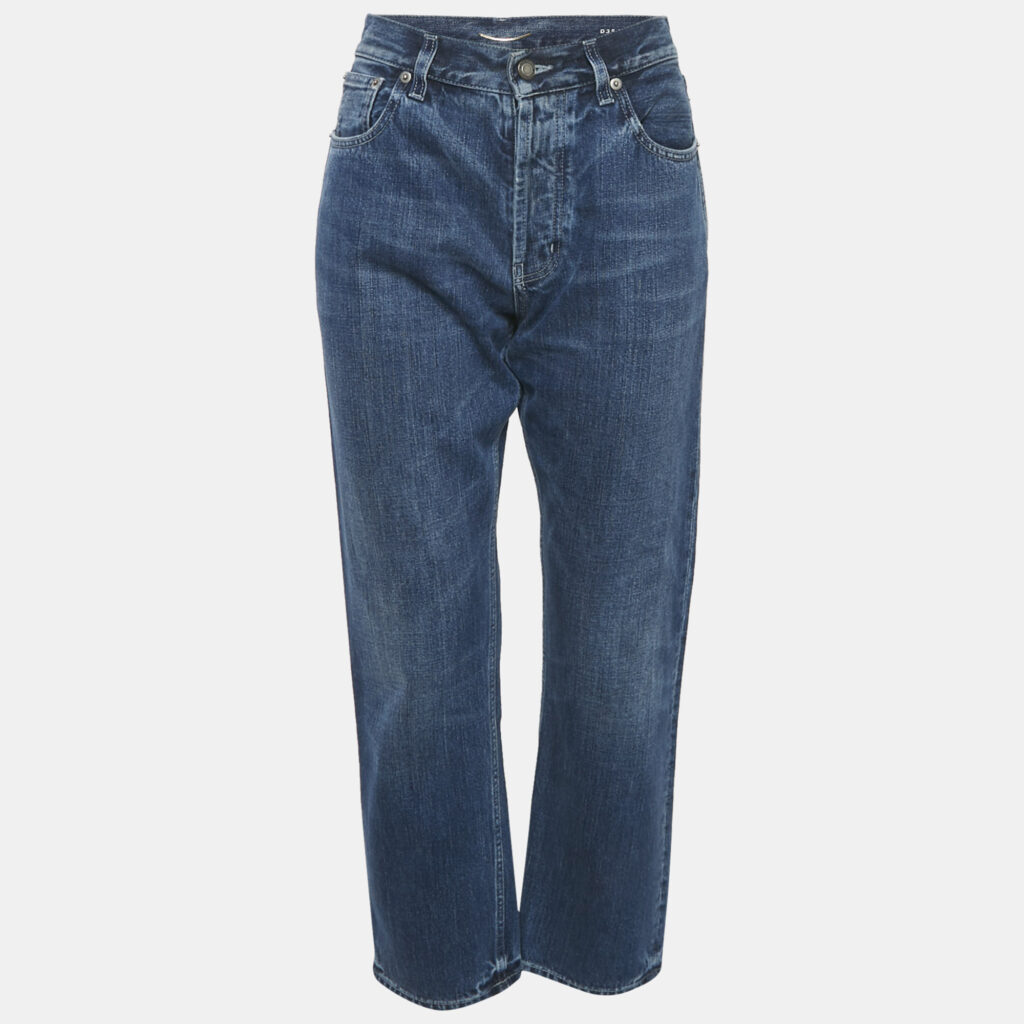 Saint Laurent Paris Blue Faded Denim Straight Leg Jeans L Waist 31"