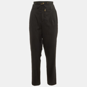 Saint Laurent Black Wool Elasticated Waist Detail Pants L