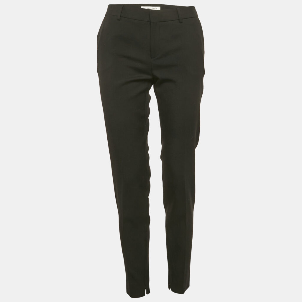 luxury-women-saint-laurent-paris-used-clothes-p1169345-003 Saint Laurent Black Gabardine Wool Trousers S