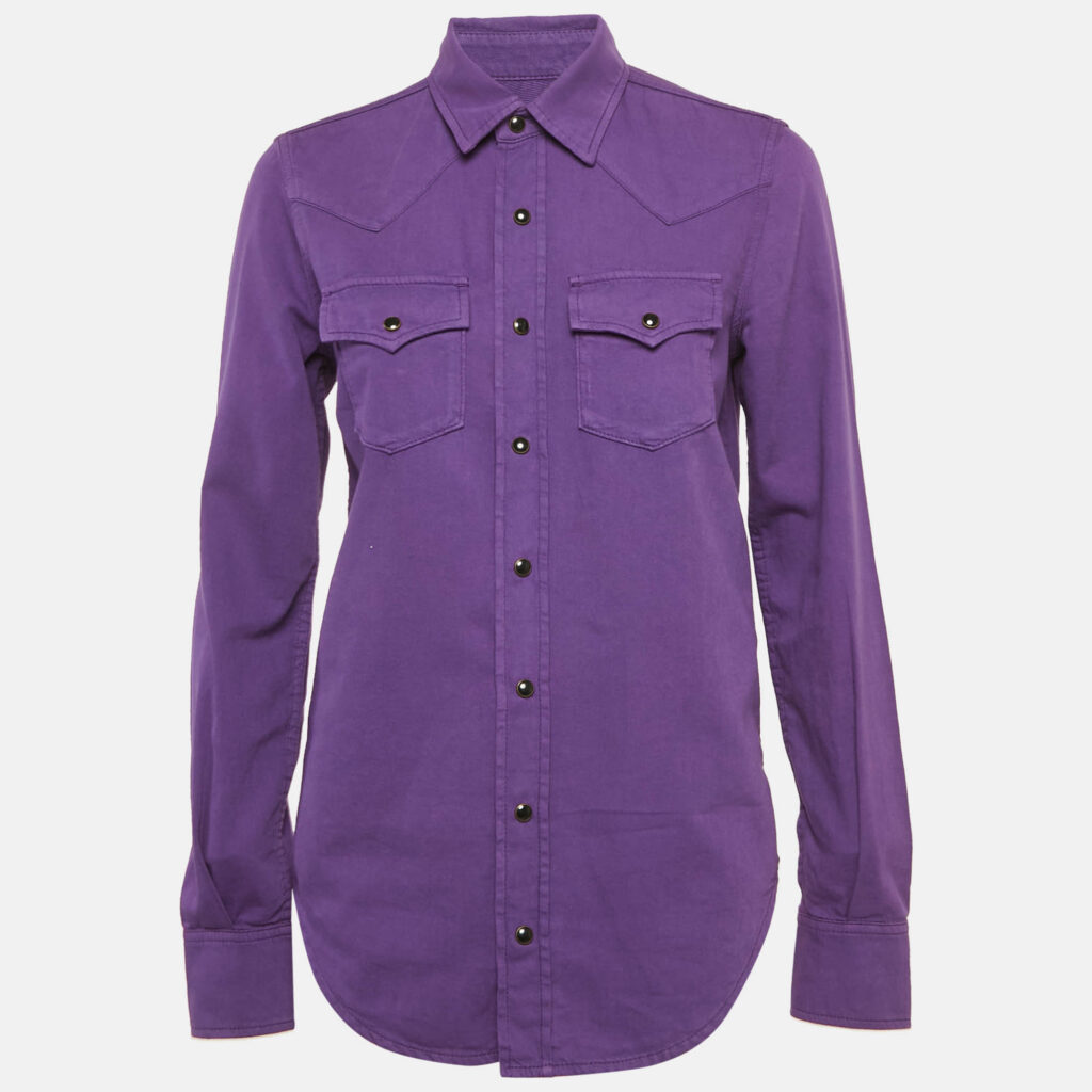 luxury-women-saint-laurent-paris-used-clothes-p1169351-001 Saint Laurent Purple Button Front Shirt S