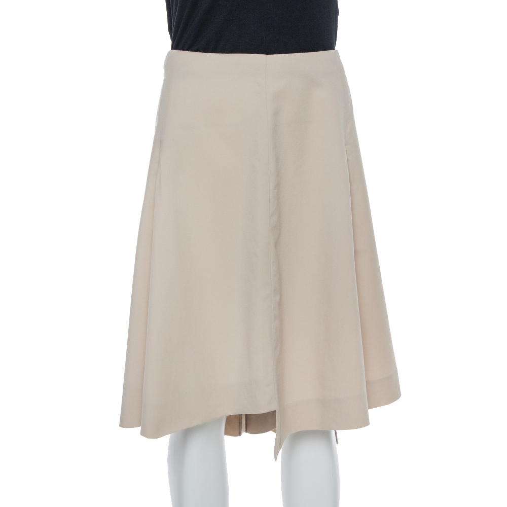 luxury-women-saint-laurent-paris-used-clothes-p366749-001 Saint Laurent Paris Ecru Wool Asymmetrical Short Skirt L